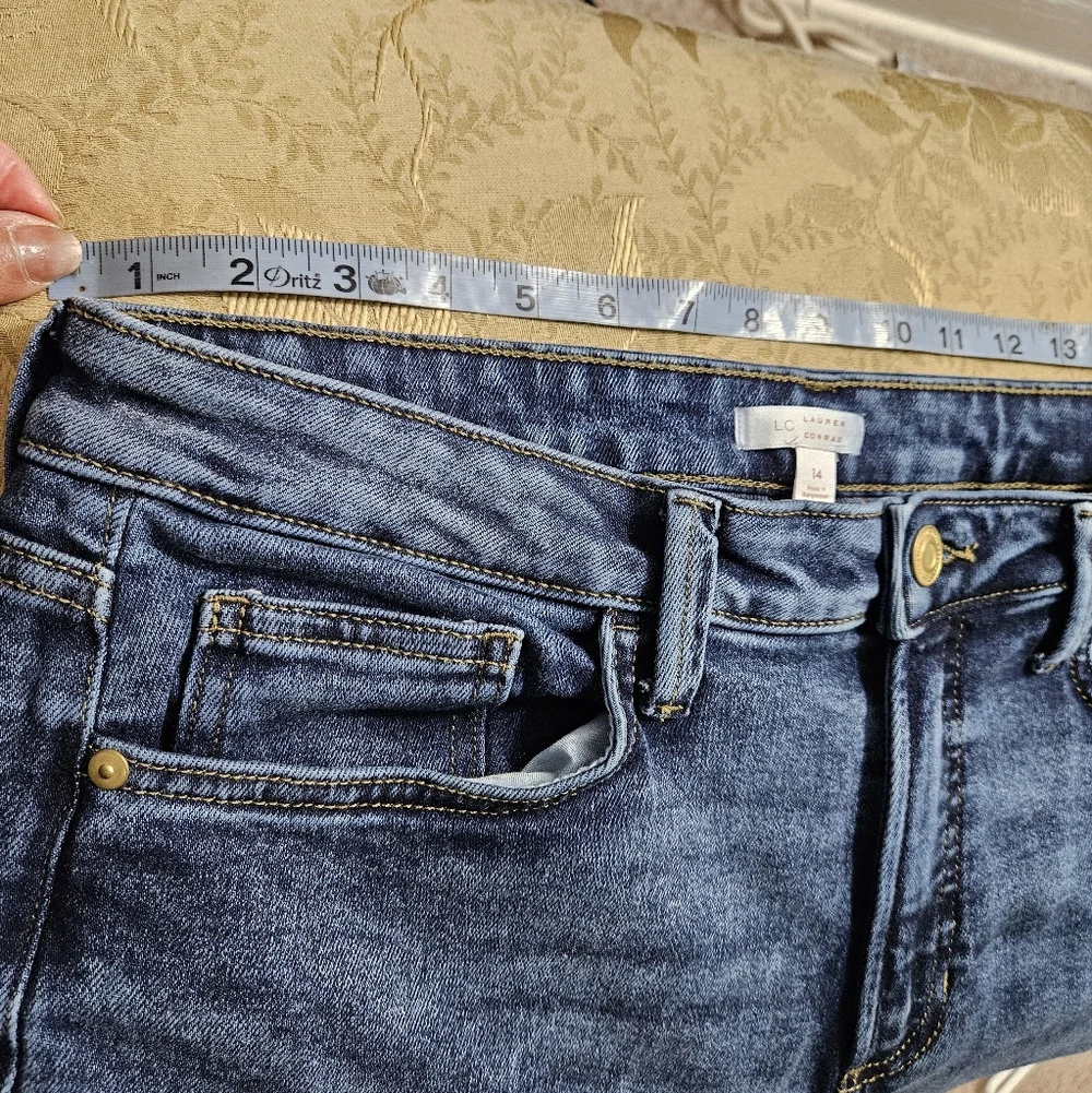 LC Lauren Conrad Stylish Denim Jeans Blue Straight Plus Size 14